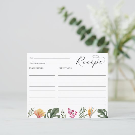 Tropisch Vrijgezellenfeest Receptenkaart (Staand voorkant)