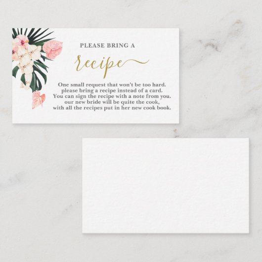 Tropisch Vrijgezellenfeest Recipcard Informatiekaartje (Voorkant / Achterkant)