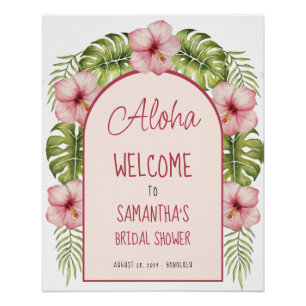 Tropisch Vrijgezellenfeest Roze Hibiscus Welkomstb Perfect Poster
