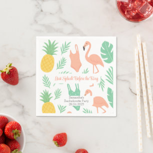 Tropisch vrijgezellenfeest servet   Flamingo