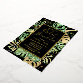 Tropisch Vrijgezellenfeest Tea Party Black & Gold  Folie Uitnodiging (Gedraaid)