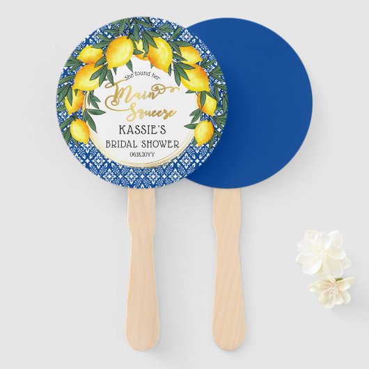 Tropisch Vrijgezellenfeest van de Lemons Main Sque Handwaaier (Voorkant en achterkant)