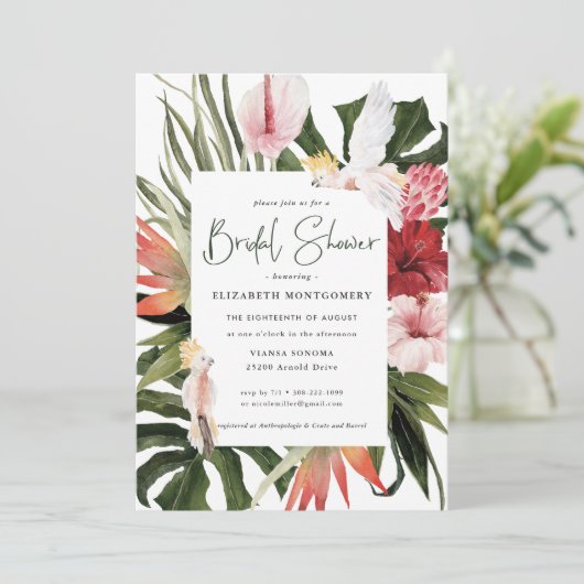 Tropisch Vrijgezellenfeest van Floral Palm Kaart (Staand voorkant)