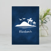 Tropisch Vrijgezellenfeest van Navy Blue en Silver Folie Uitnodiging (Staand Voorkant)