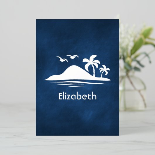 Tropisch Vrijgezellenfeest van Navy Blue en Silver Folie Uitnodiging (Staand Voorkant)