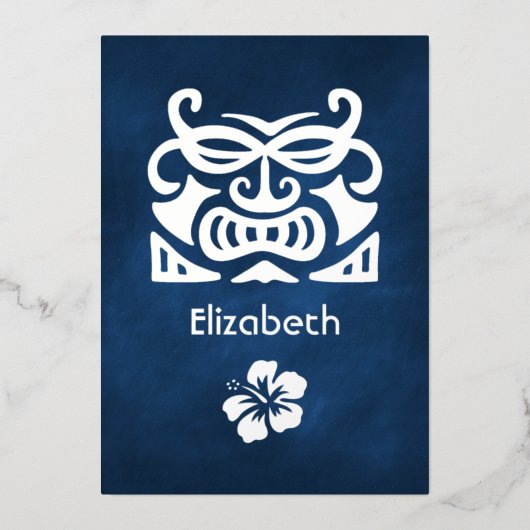 Tropisch Vrijgezellenfeest van Navy Blue en Silver Folie Uitnodiging (Voorkant)