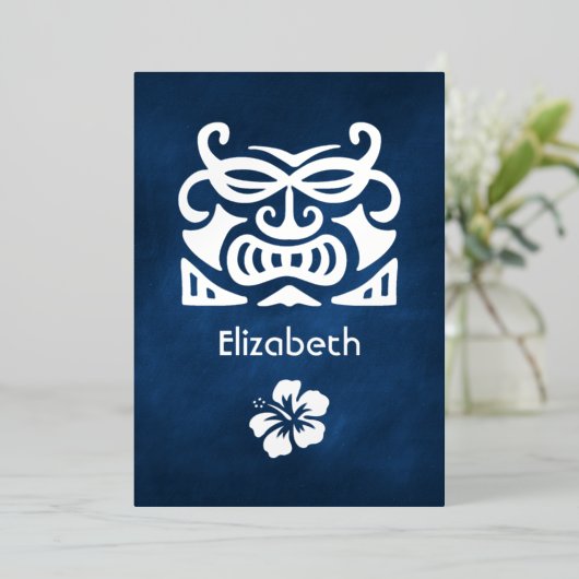 Tropisch Vrijgezellenfeest van Navy Blue en Silver Folie Uitnodiging (Staand Voorkant)