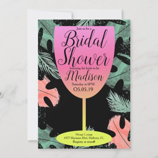 Tropisch Vrijgezellenfeest van Ombre Wine Glass Kaart (Voorkant)