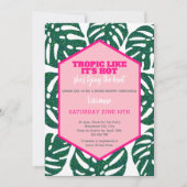 Tropisch Vrijgezellenfeest Wild Pink Glitter Monst Kaart (Voorkant)