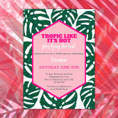 Tropisch Vrijgezellenfeest Wild Pink Glitter Monst Kaart