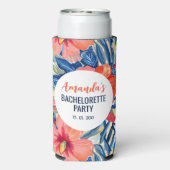 Tropisch vrijgezellenfeestje Zomer Bloemen Patroon Seltzer Blikjeskoeler (Seltzer Achterkant)