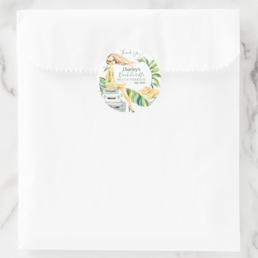 Tropisch vrijgezellenstrandfeestweekend ronde sticker (Tas)