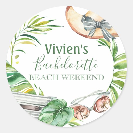 Tropisch vrijgezellenstrandfeestweekend ronde sticker (Voorkant)