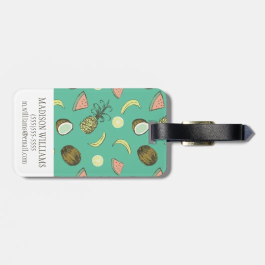 Tropisch vruchtendatroon bagagelabel (Achterkant horizontaal)