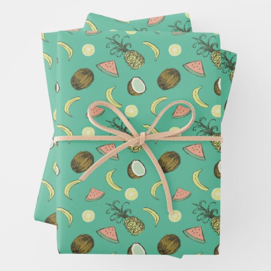 Tropisch vruchtendatroon inpakpapier vel (In situ)