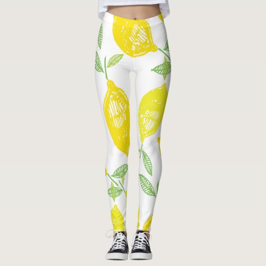 Tropisch vruchtendatroon leggings (Voorkant)