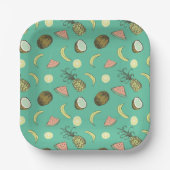 Tropisch vruchtendatroon papieren bordje (Voorkant)