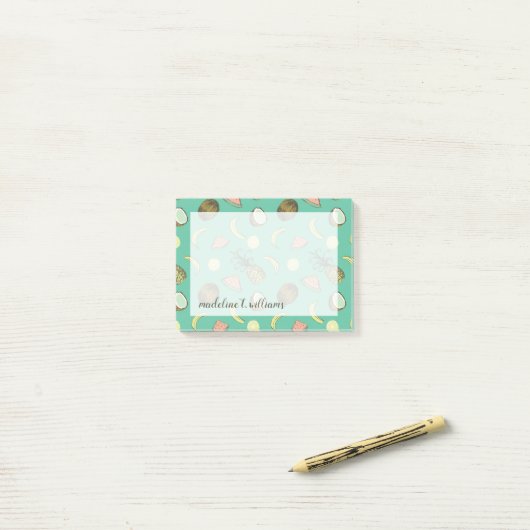 Tropisch vruchtendatroon post-it® notes (Op bureau)