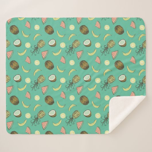 Tropisch vruchtendatroon sherpa deken (Voorkant (horizontaal))