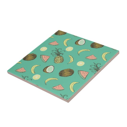 Tropisch vruchtendatroon tegeltje (Zijkant)