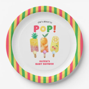 Tropisch vruchtenijs klaar voor Pop Baby shower Papieren Bordje