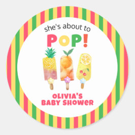 Tropisch vruchtenijs klaar voor Pop Baby shower Ronde Sticker