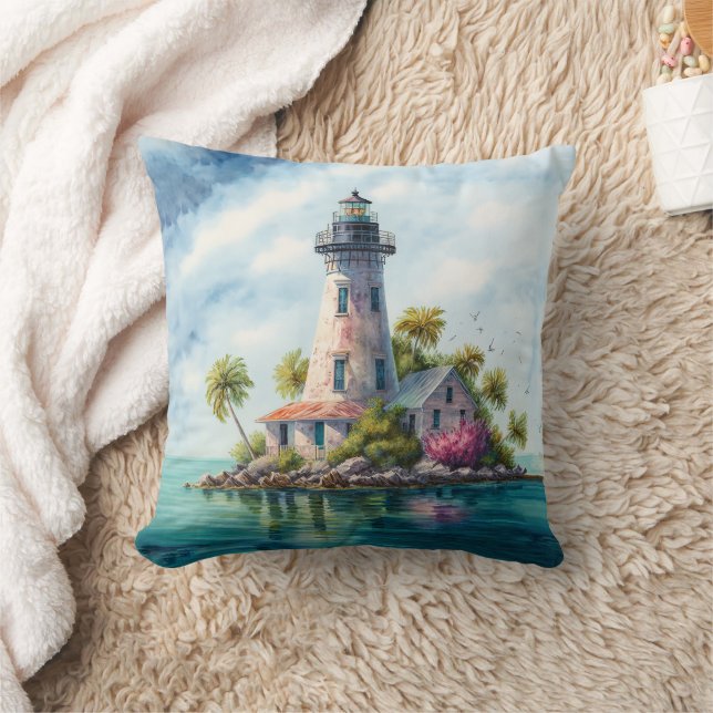 Tropisch Vuurtoren Strand Palmbomen  Kussen (Deken)