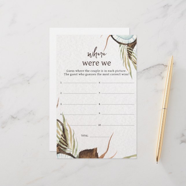 Tropisch Waar waren we vrijgezellenfeest-spel? (Voorkant / Achterkant in situ)