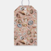 Tropisch warm kerstfeest zeeen begroeten foto roze cadeaulabel (Achterkant)