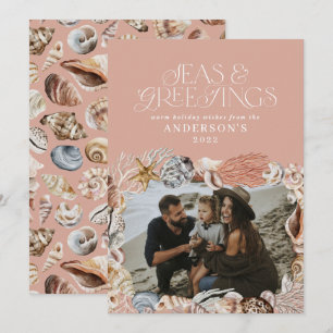 Tropisch warm kerstfeest zeeen begroeten foto roze feestdagenkaart