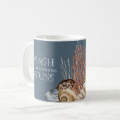 Tropisch warm zee shell zomervakantiehuisje koffiemok (Voorkant links)