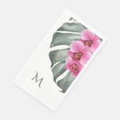 Tropisch warme roze orchideeën met monogram Initia Servet (Hoek)