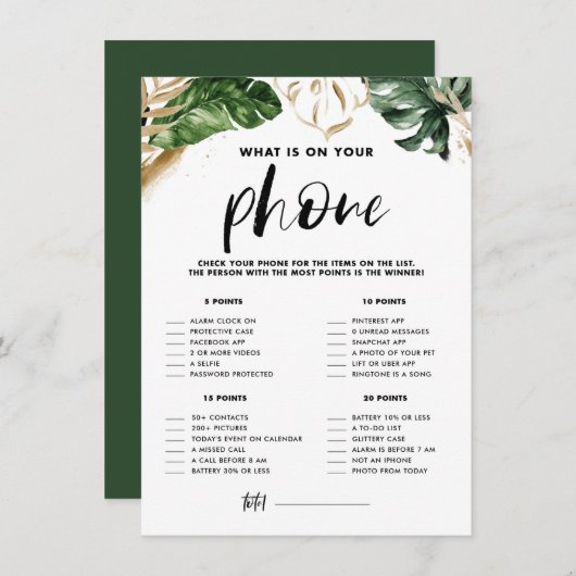 Tropisch wat in Uw Spel van het Vrijgezellenfeest  Informatiekaartje (Voorkant / Achterkant)