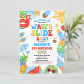 Tropisch Water Slide Zomer Verjaardagsfeest Kaart (Staand voorkant)