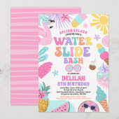 Tropisch Water Slide Zomer Verjaardagsfeest Kaart (Voorkant / Achterkant)