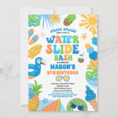 Tropisch Water Slide Zomer Verjaardagsfeest Kaart (Voorkant)