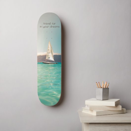 Tropisch Water, Zeilboot, Droom Persoonlijk Skateboard (Muurkunst)