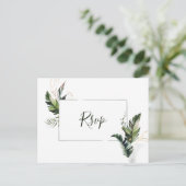 Tropisch Watercolor Loof Huwelijk RSVP Uitnodiging Briefkaart (Staand voorkant)