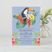 Tropisch Watercolor Toucan Virtueel Huwelijk Kaart (Staand voorkant)