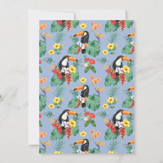 Tropisch Watercolor Toucan Virtueel Huwelijk Kaart (Achterkant)