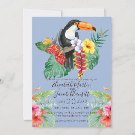 Tropisch Watercolor Toucan Virtueel Huwelijk Kaart
