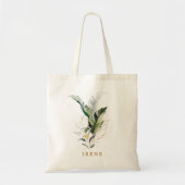 Tropisch watercolorbladgoudschrift tote bag (Voorkant)