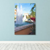 Tropisch waterfontein canvas afdruk (Insitu (Houten vloer))