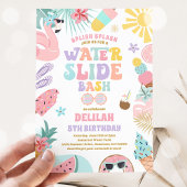 Tropisch waterglijbaan zomer verjaardagsfeestje kaart