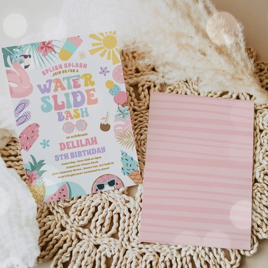 Tropisch waterglijbaan zomer verjaardagsfeestje kaart