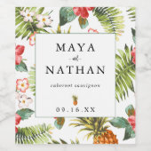 Tropisch Waterkleurenpatroon Persoonlijk Wijn Etiket (Enkel label)