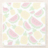 Tropisch watermeloen en ananas pixelpatroon glazen onderzetter (Achterkant)