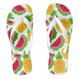 Tropisch watermeloen en ananas pixelpatroon teenslippers