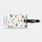 Tropisch watermeloen en krokodilpatroon bagagelabel (Achterkant horizontaal)