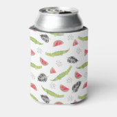 Tropisch watermeloen en krokodilpatroon blikjeskoeler (Blikje Achterkant)